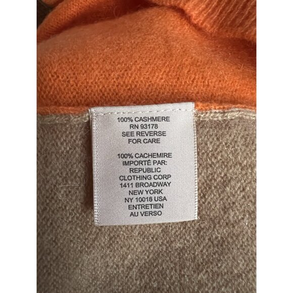Philosophy 100% cashmere orange tan colorblock designer sweater boxy XL academia - Picture 4 of 8